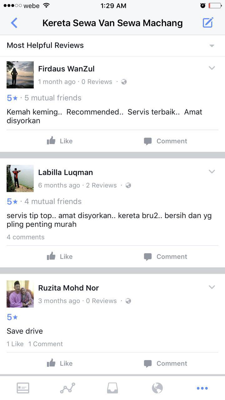 Kereta Sewa Kota Bharu review Facebook 2